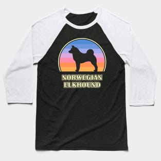 Norwegian Elkhound Vintage Sunset Dog Baseball T-Shirt